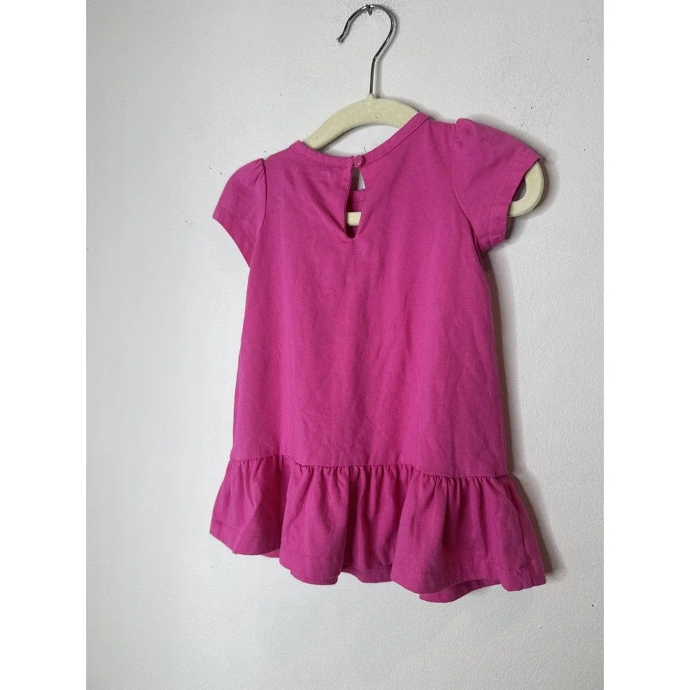 Ralph Lauren Dress Baby Girls 3-6 Months Pink Lace Yoke Ruffle Hem Short Sleeve